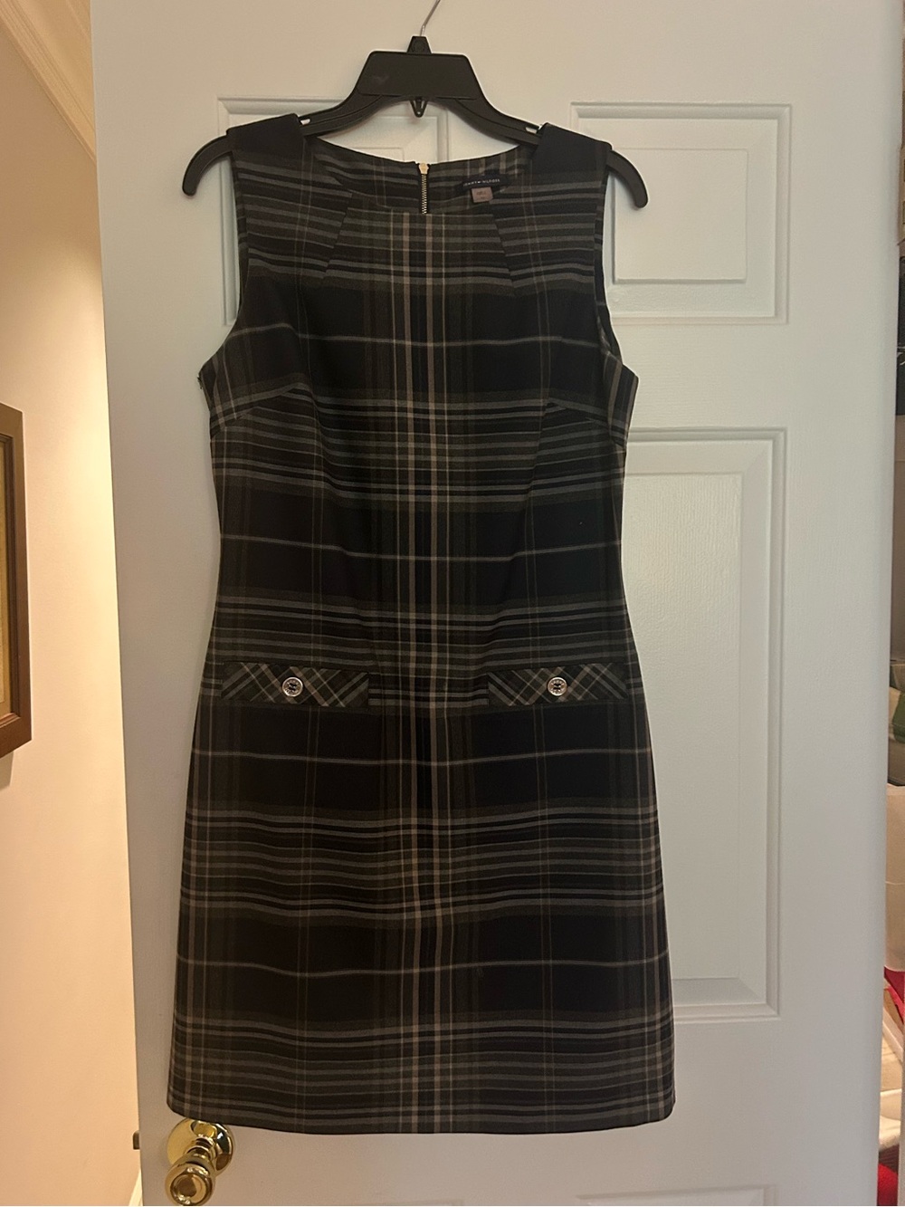 Tommy Hilfiger Plaid Sheath Dress Size 10 | Sleeveless Career Office Chic - Picture 3 of 6